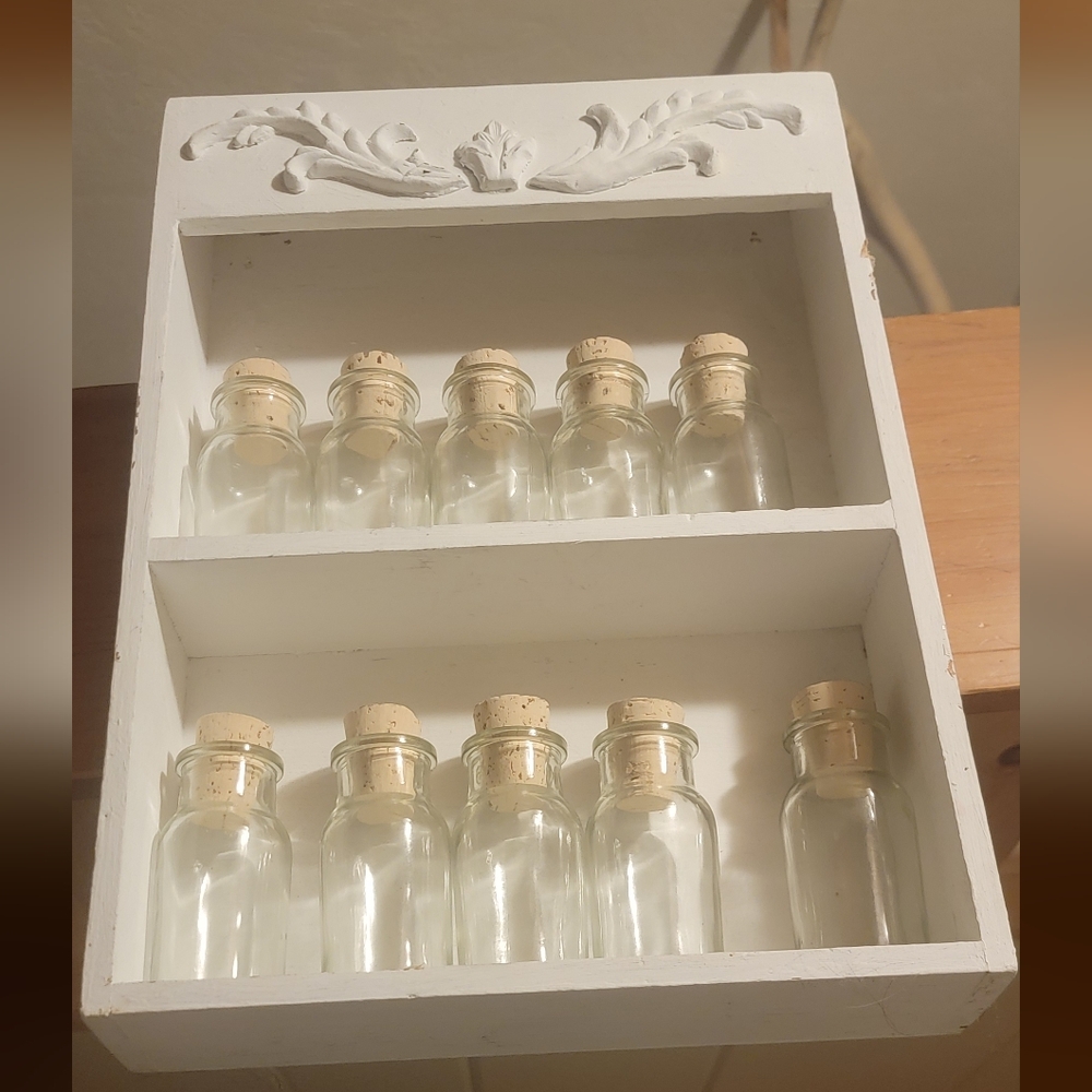 Wall Shelf with Glass Bottles